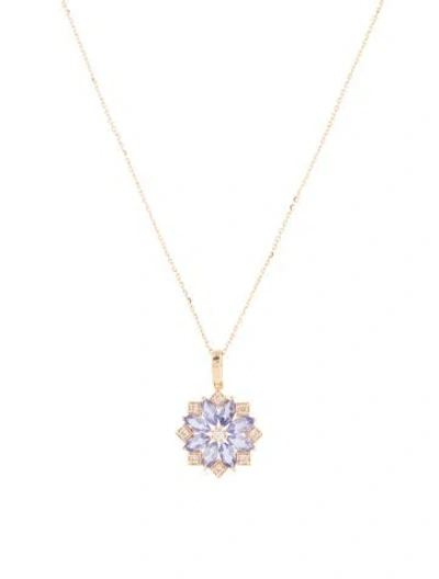Pre-owned Pendant 14k 1.05ctw Tanzanite & Sapphire  Necklace, 17.75" In Multi