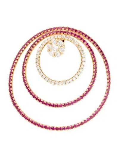 Pre-owned Pendant 14k 1.06ctw Ruby & Diamond Circle , 1.25" In Multi
