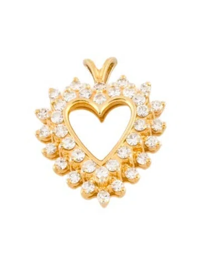 Pre-owned Pendant 14k 1.08ctw Diamond Heart  In Multi