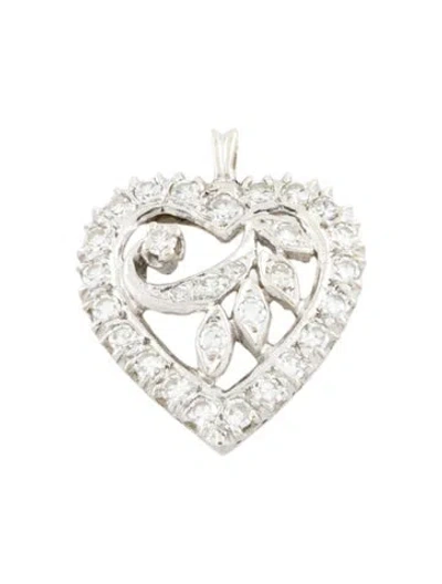 Pre-owned Pendant 14k 1.09ctw Diamond Heart  In Multi
