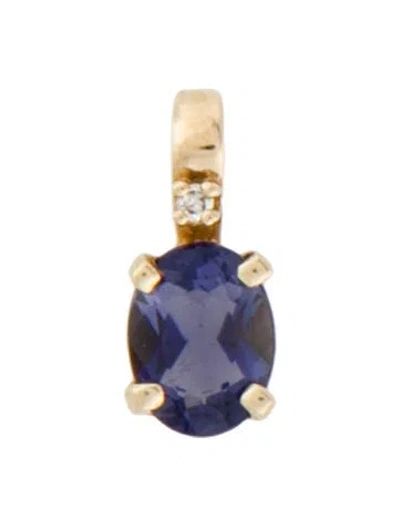 Pre-owned Pendant 14k 1.10ct Iolite & Diamond , 0.5" In Multi