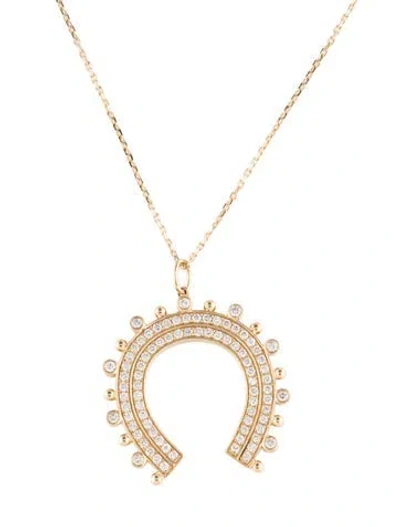 Pre-owned Pendant 14k 1.10ctw Diamond Horseshoe , 16" In Multi