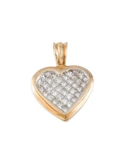 Pre-owned Pendant 14k 1.13ctw Diamond Heart , 1" In Multi