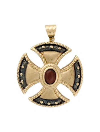 Pre-owned Pendant 14k 1.15ctw Garnet Cross , 1.5" In Multi