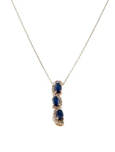 Pre-owned Pendant 14k 1.15ctw Sapphire & Diamond  Necklace, 18" In Multi