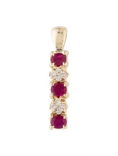 Pre-owned Pendant 14k 1.20ctw Ruby & Diamond Vertical  In Multi