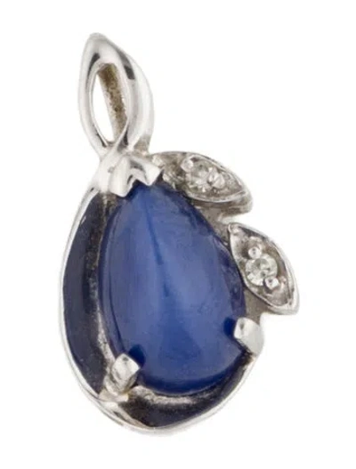 Pre-owned Pendant 14k 1.24ct Synthetic Star Sapphire & Diamond , 0.5" In Multi