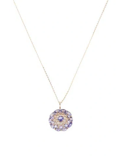 Pre-owned Pendant 14k 1.24ctw Tanzanite & Sapphire  Necklace, 18" In Multi