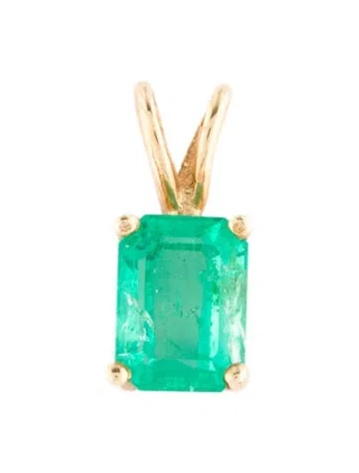 Pre-owned Pendant 14k 1.25ct Emerald , 0.5" In Multi