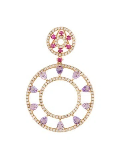 Pre-owned Pendant 14k 1.27ct Amethyst, Ruby & Diamond  In Multi
