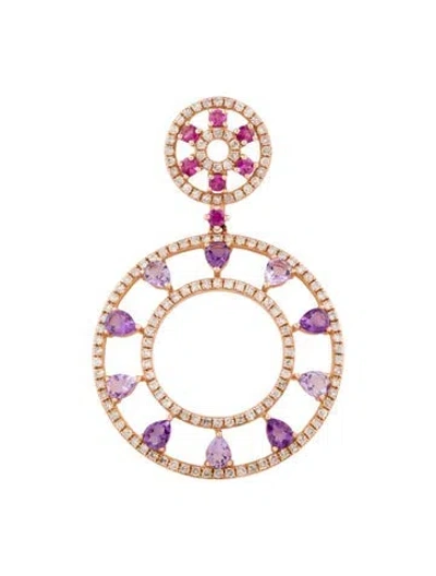 Pre-owned Pendant 14k 1.27ctw Amethyst, Sapphire & Diamond  In Multi