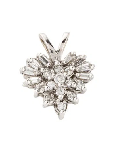 Pre-owned Pendant 14k 1.29ctw Diamond Heart , 0.5" In Multi