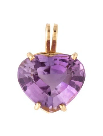 Pre-owned Pendant 14k 13.04ct Amethyst Heart  In Multi