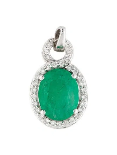 Pre-owned Pendant 14k 1.32ct Emerald & Diamond  In Multi