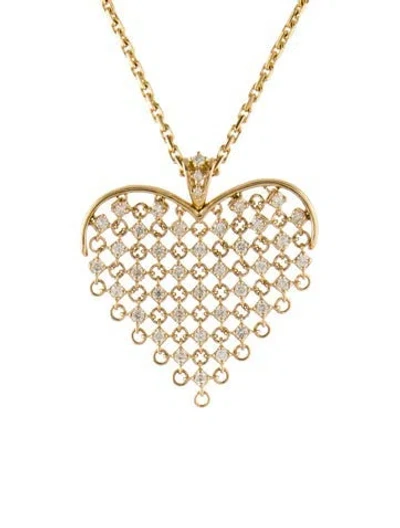 Pre-owned Pendant 14k 1.32ctw Diamond Heart  Necklace, 16" In Multi