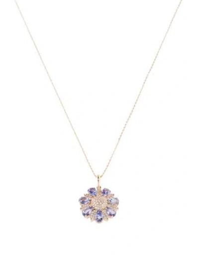 Pre-owned Pendant 14k 1.37ct Tanzanite & Sapphire  Necklace, 18" In Multi