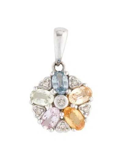 Pre-owned Pendant 14k 1.37ctw Sapphire & Diamond Circle  In Multi