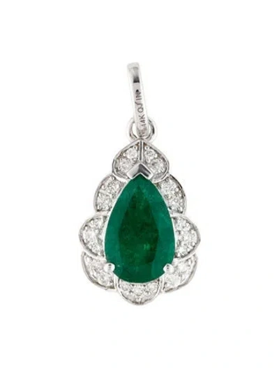 Pre-owned Pendant 14k 1.41ct Emerald & Diamond  In Multi