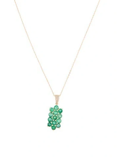 Pre-owned Pendant 14k 1.43ctw Emerald & Sapphire  Necklace, 18" In Multi
