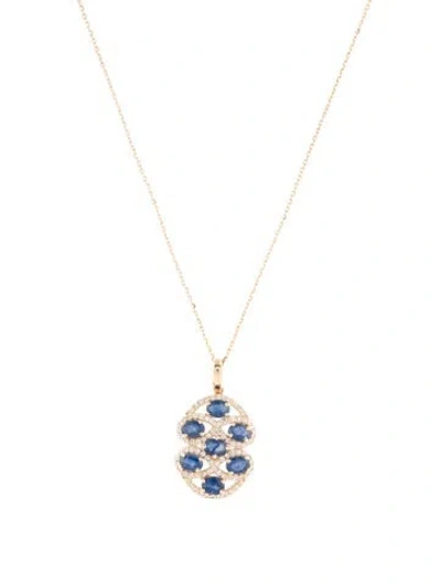 Pre-owned Pendant 14k 1.44ctw Sapphire  Necklace, 18" In Multi