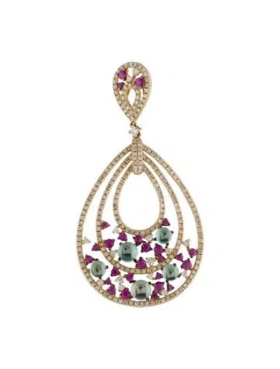 Pre-owned Pendant 14k 1.45ctw Diamond, Topaz & Ruby  In Multi