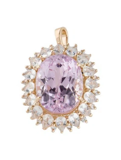 Pre-owned Pendant 14k 14.60ct Kunzite & Sapphire  In Multi