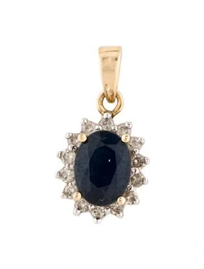 Pre-owned Pendant 14k 1.48ct Sapphire & Diamond , 0.5" In Multi