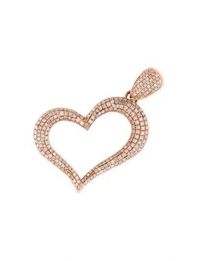 Pre-owned Pendant 14k 1.48ctw Diamond Heart , 1.75" In Multi
