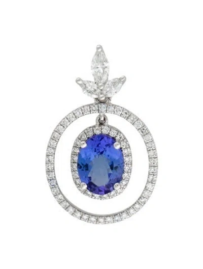 Pre-owned Pendant 14k 1.50ctw Tanzanite & Diamond , 1" In Multi