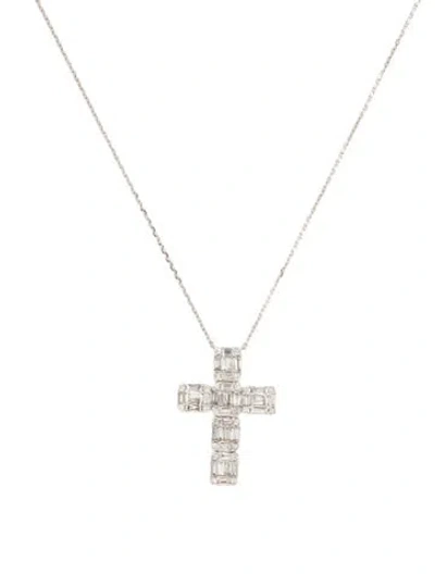 Pre-owned Pendant 14k 1.51ctw Diamond Cross  Necklace, 16" In Multi