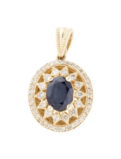Pre-owned Pendant 14k 1.52ct Sapphire & Diamond  In Multi
