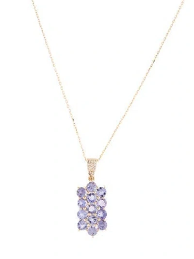 Pre-owned Pendant 14k 1.56ctw Tanzanite & Sapphire  Necklace, 18" In Multi
