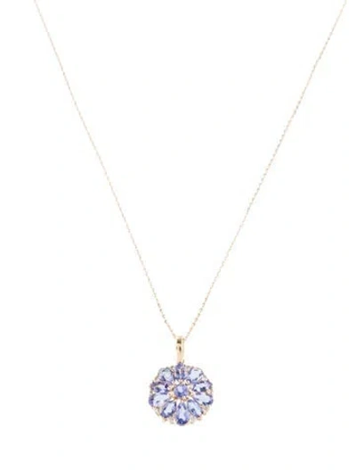 Pre-owned Pendant 14k 1.57ct Tanzanite & Sapphire  Necklace, 18" In Multi