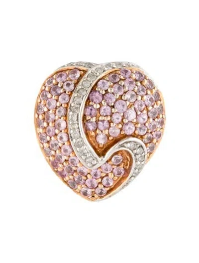 Pre-owned Pendant 14k 1.58ctw Sapphire & Diamond Heart  In Multi