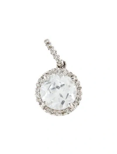 Pre-owned Pendant 14k 1.60ct Topaz & Diamond , 0.5" In Multi