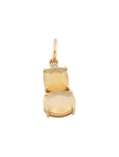 Pre-owned Pendant 14k 1.62ctw Opal & Diamond , 0.75" In Multi
