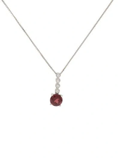 Pre-owned Pendant 14k 1.64ct Garnet & Diamond  Necklace, 18" In Multi
