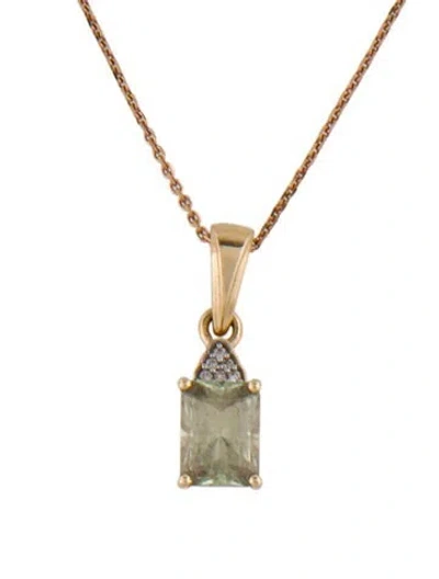 Pre-owned Pendant 14k 1.66ct Diaspore & Diamond  Necklace, 22" In Multi