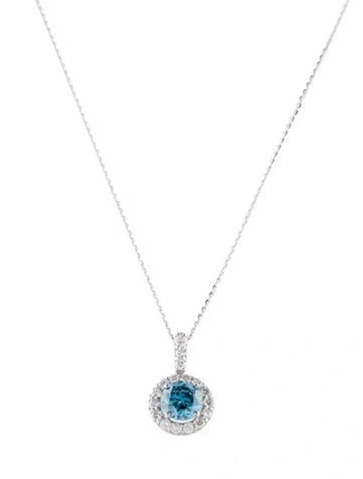 Pre-owned Pendant 14k 1.70ctw Lab-grown Diamond  Necklace, 17.75" In Multi