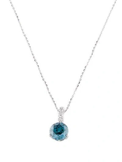 Pre-owned Pendant 14k 1.71ctw Lab-grown Diamond  Necklace, 17.75" In Multi