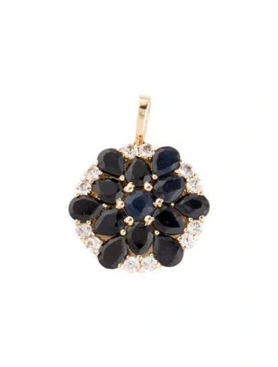 Pre-owned Pendant 14k 1.71ctw Sapphire & Cubic Zirconia  In Multi