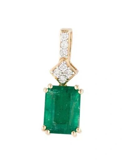 Pre-owned Pendant 14k 1.72ct Emerald & Diamond  In Multi
