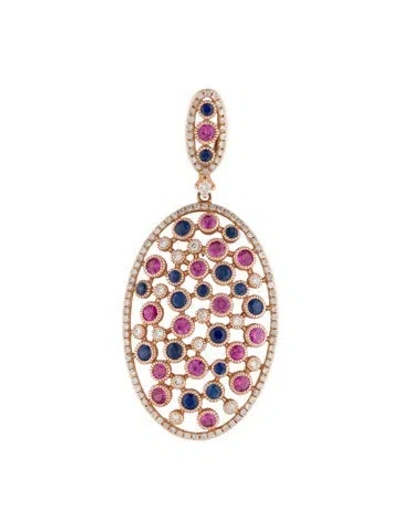 Pre-owned Pendant 14k 1.75ctw Sapphire & Diamond  In Multi