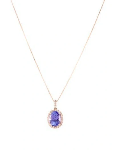 Pre-owned Pendant 14k 1.75ctw Tanzanite & Diamond  Necklace, 18" In Multi
