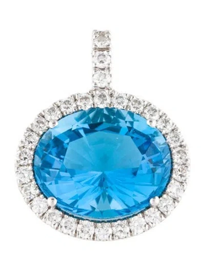 Pre-owned Pendant 14k 17.61ct Topaz & Diamond  In Multi