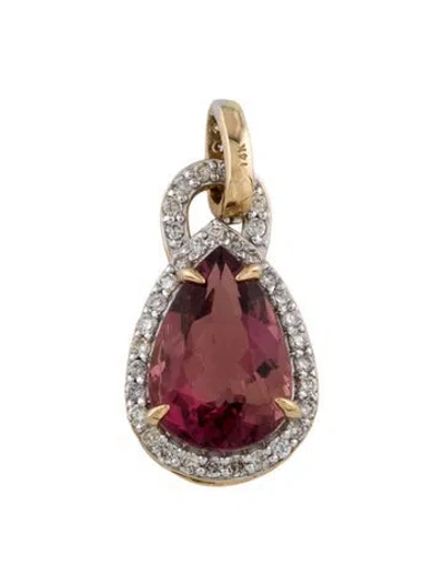 Pre-owned Pendant 14k 1.79ct Tourmaline & Diamond  In Multi