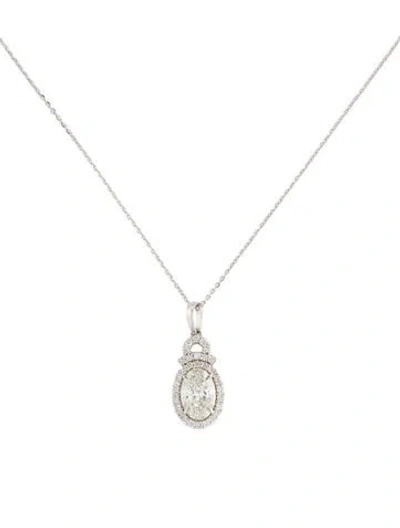 Pre-owned Pendant 14k 1.80ctw Lab-grown Diamond  Necklace, 18" In Multi