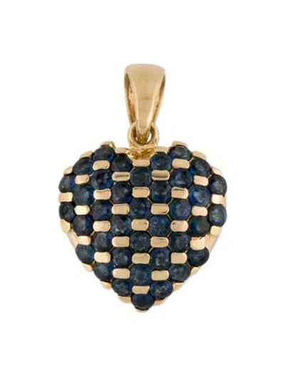 Pre-owned Pendant 14k 1.81ctw Sapphire Heart , 1" In Multi