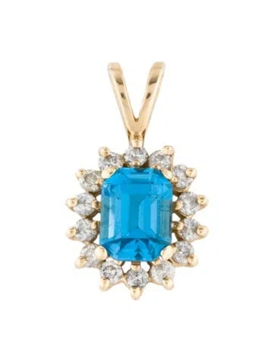Pre-owned Pendant 14k 1.89ct Topaz & Diamond  In Multi
