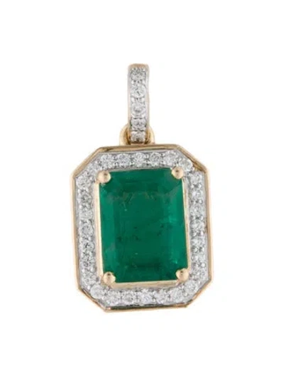 Pre-owned Pendant 14k 1.91ct Emerald & Diamond  In Multi
